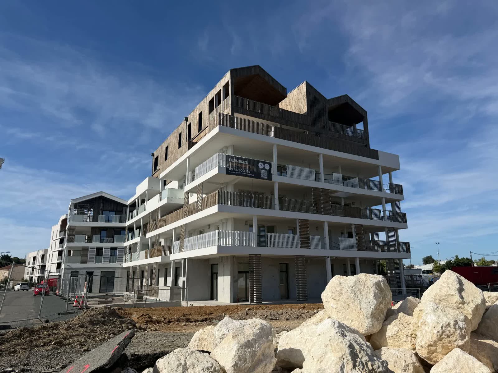 Chantier BABYLONE — Les volumes des derniers étages — terrasses en cours d'aménagement